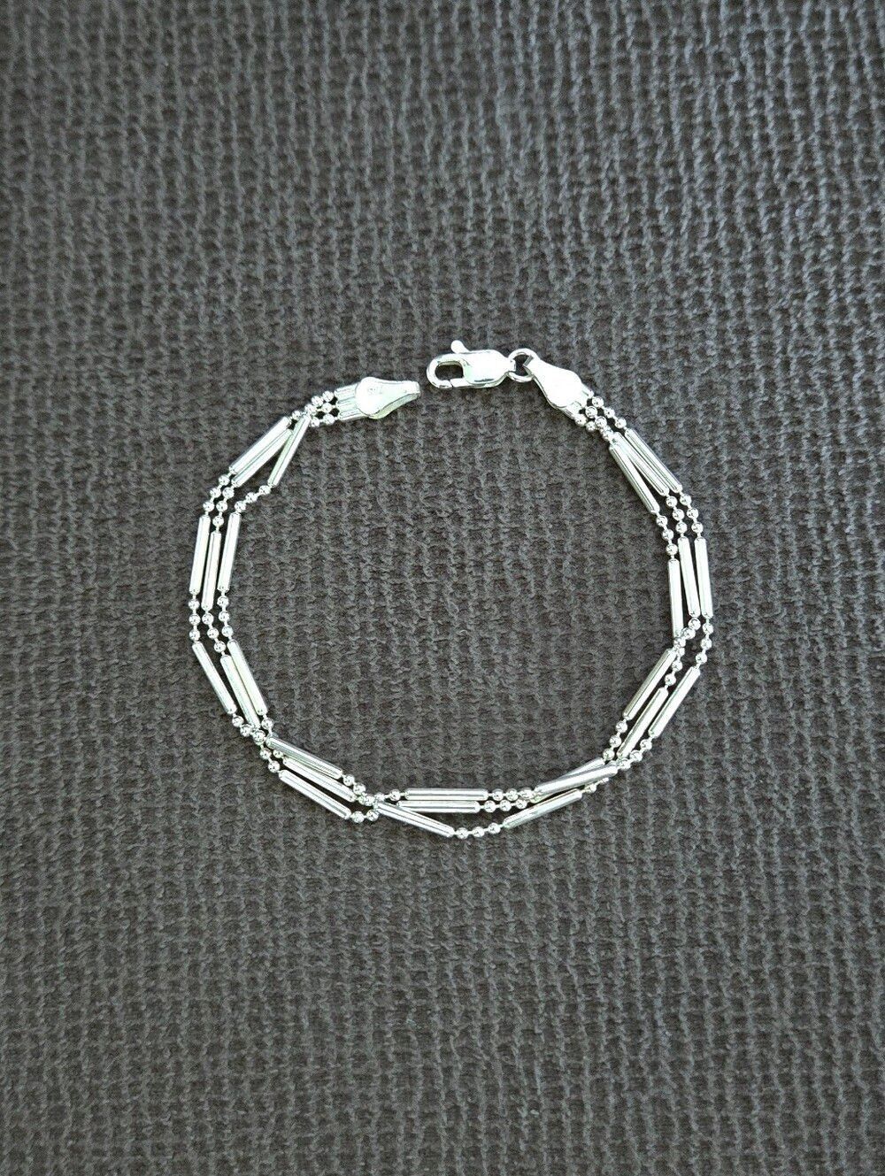 Silver🤍 Bar-Bead Triple3️⃣ Strand Bracelet - NWOT